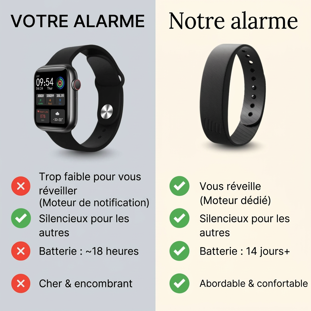 Inovia - Réveil vibrant silencieux pour sourds et malentendants