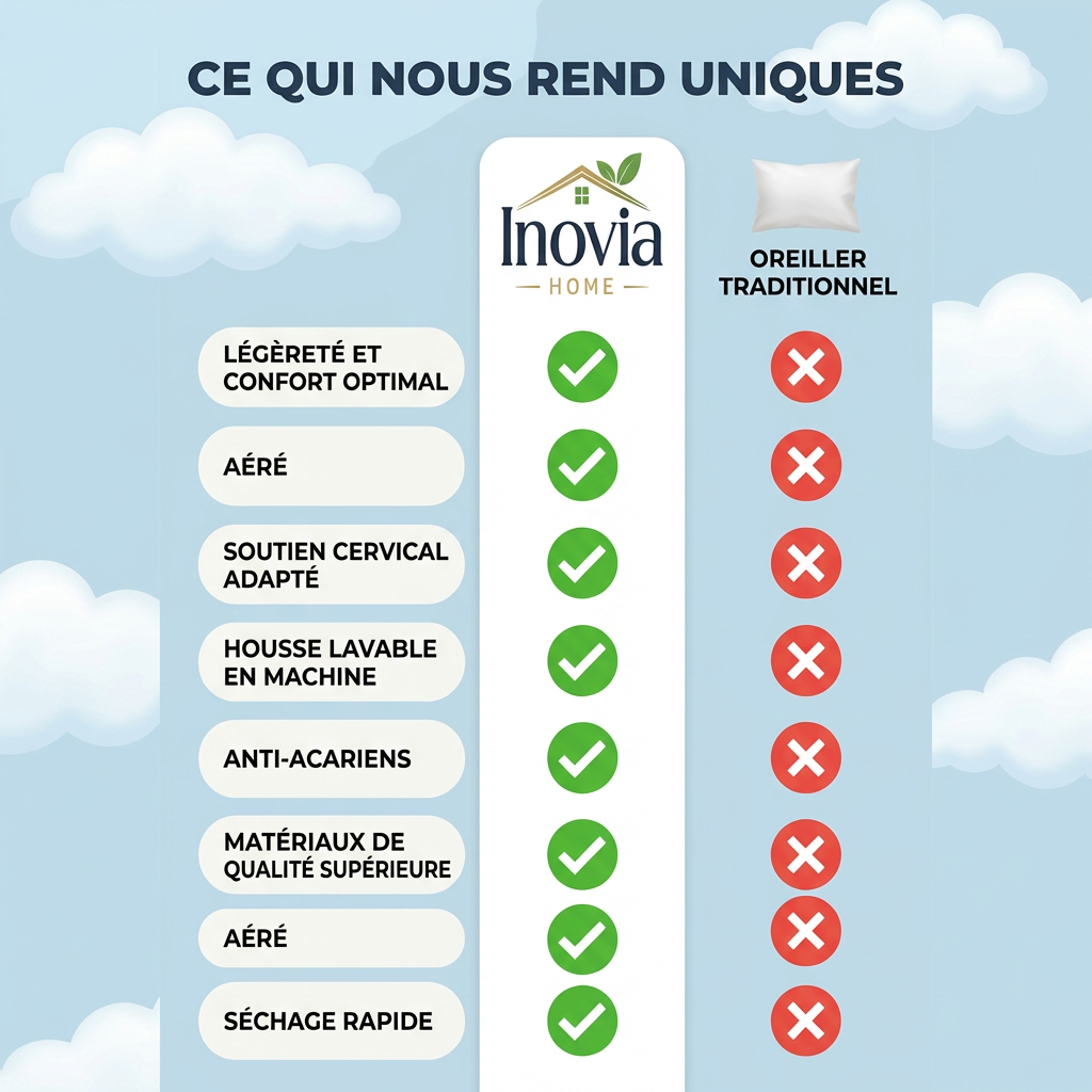 Soutien optimal pour les dormeurs latéraux - Inovia