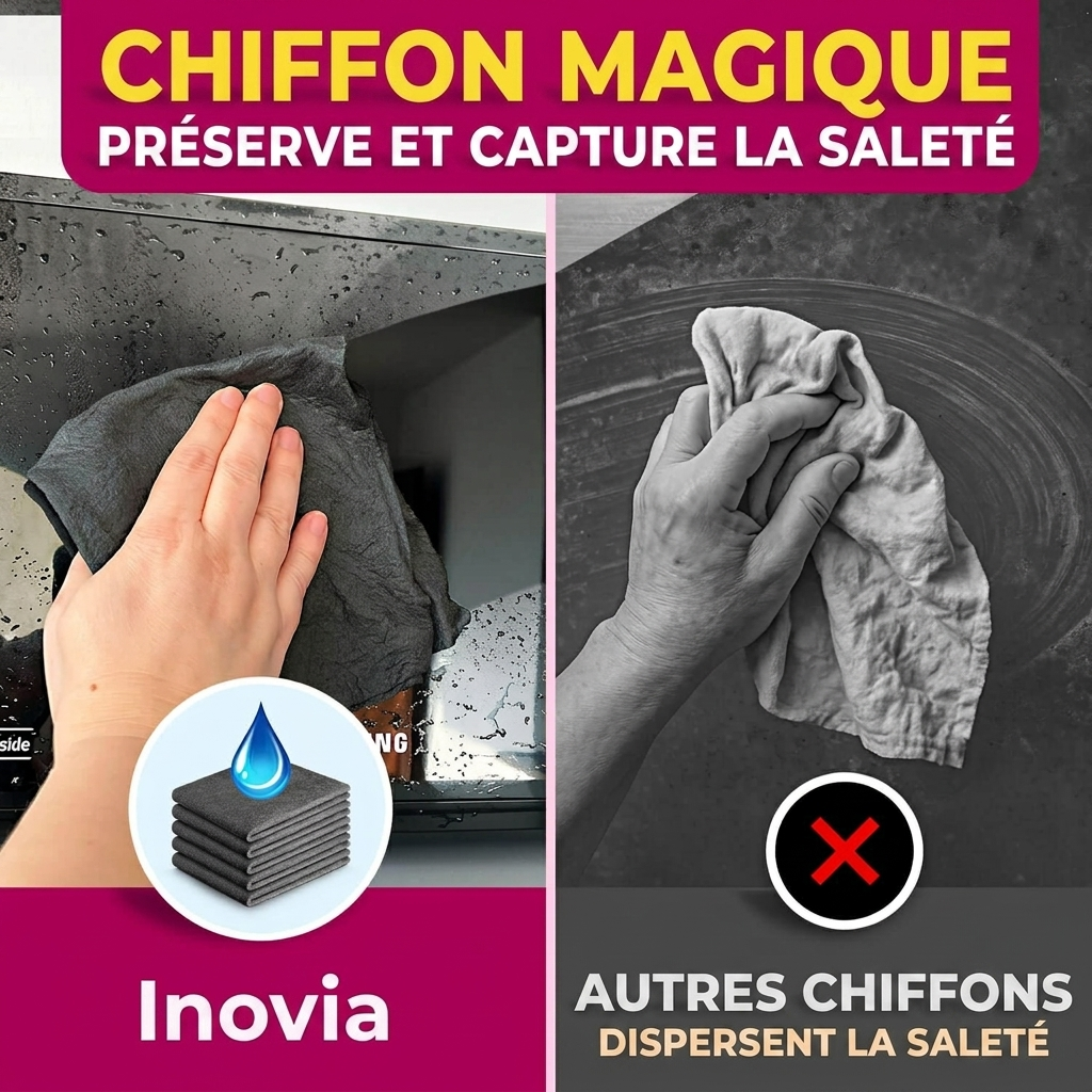 Chiffon Magique en Microfibre - Inovia (Lot de 4 Pièces)