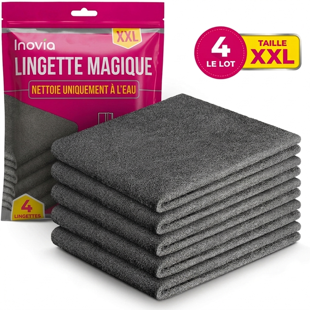Chiffon Magique en Microfibre - Inovia (Lot de 4 Pièces)