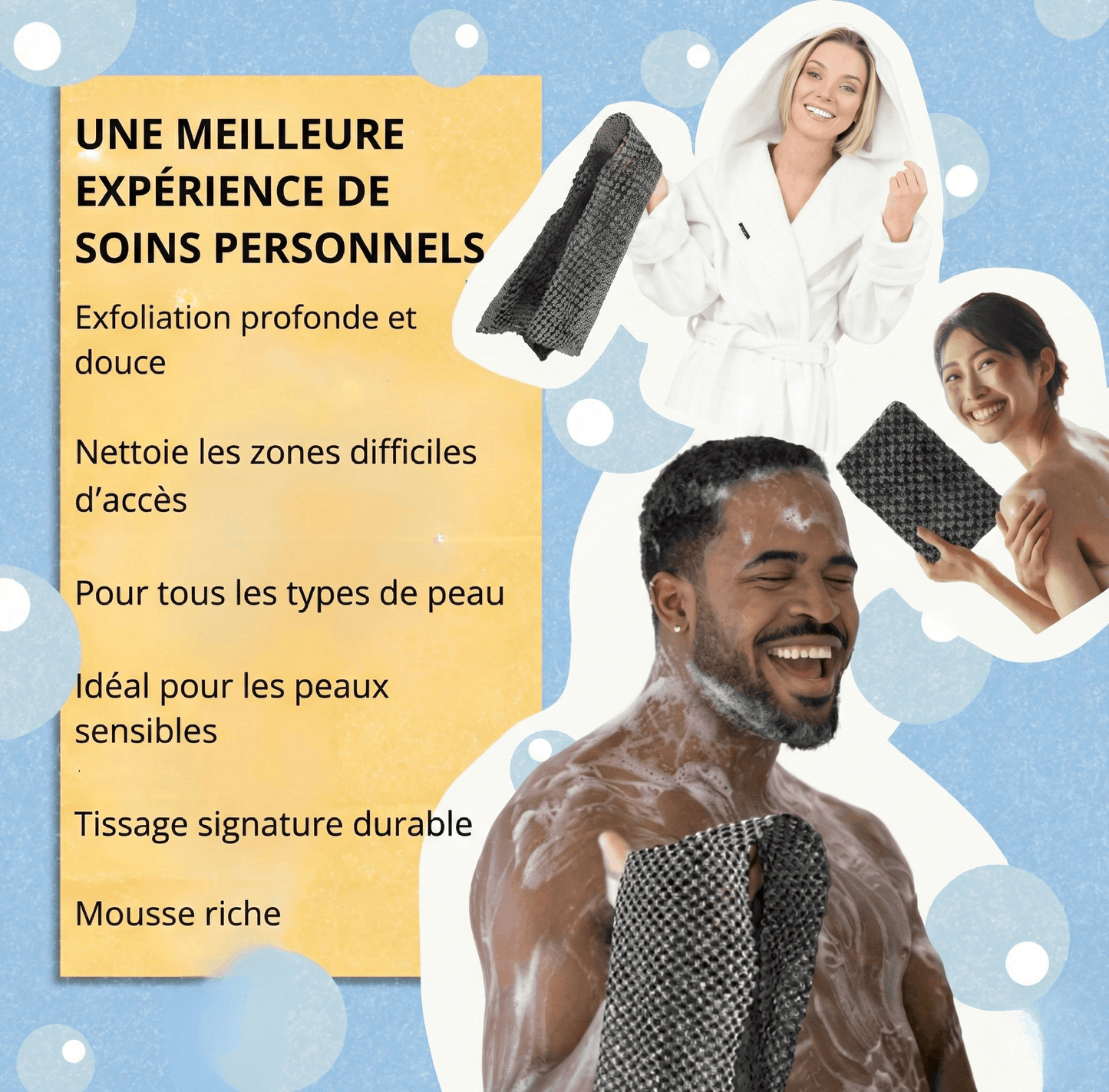 Serviette de douche exfoliante antibactérienne - Inovia